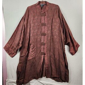 Women's Endless Knot Art Blouse Saigon Top Brown Long Sleeve One Size